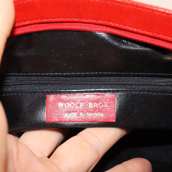 Vintage Woolf Bros Red Snakeskin Shoulder Bag Made in Canada - Picture 6 of 6